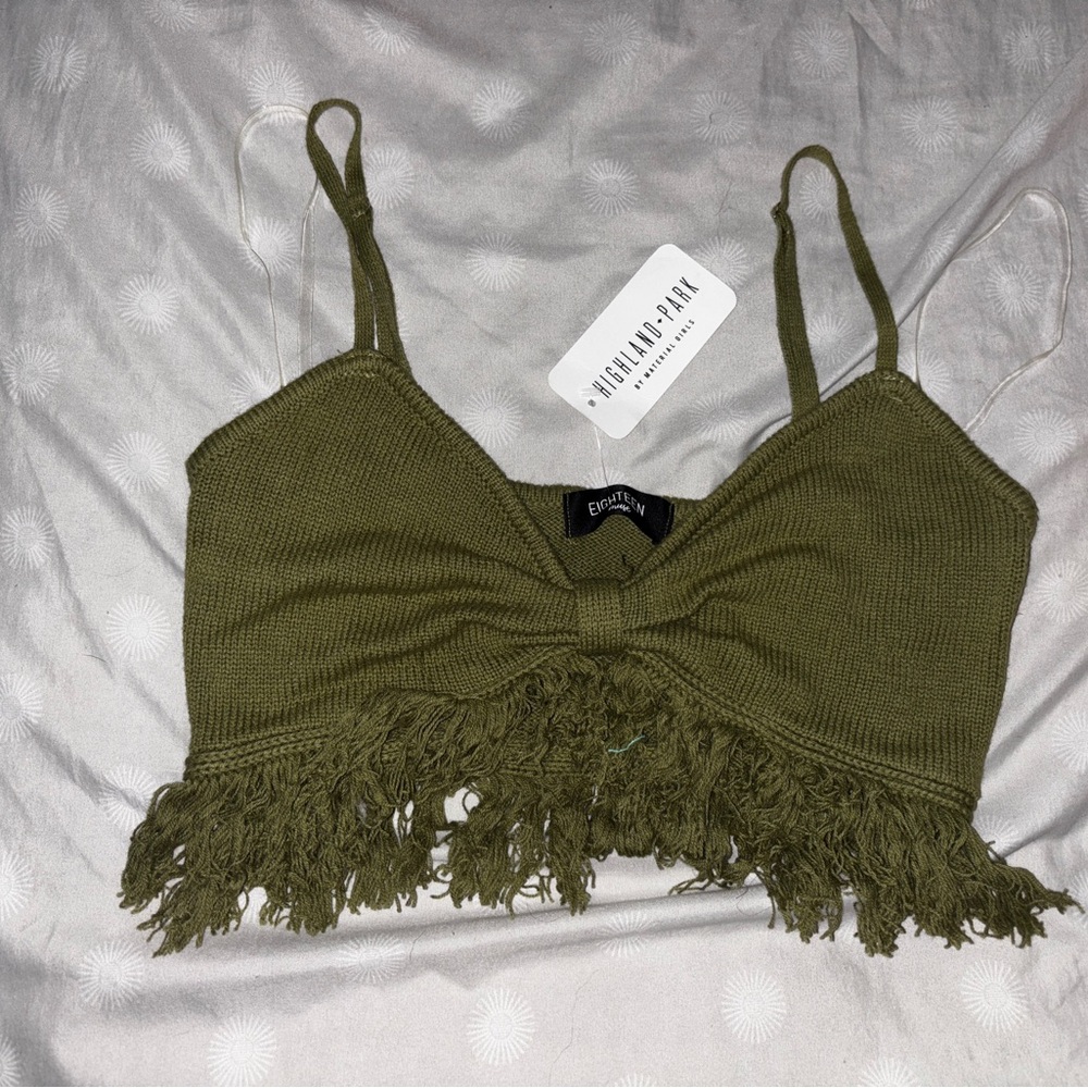 Khaki Fringe Tank Top